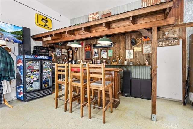 28863 Capano Bay Ct, Menifee, CA 92584 - dining space featuring a dry bar and wooden walls