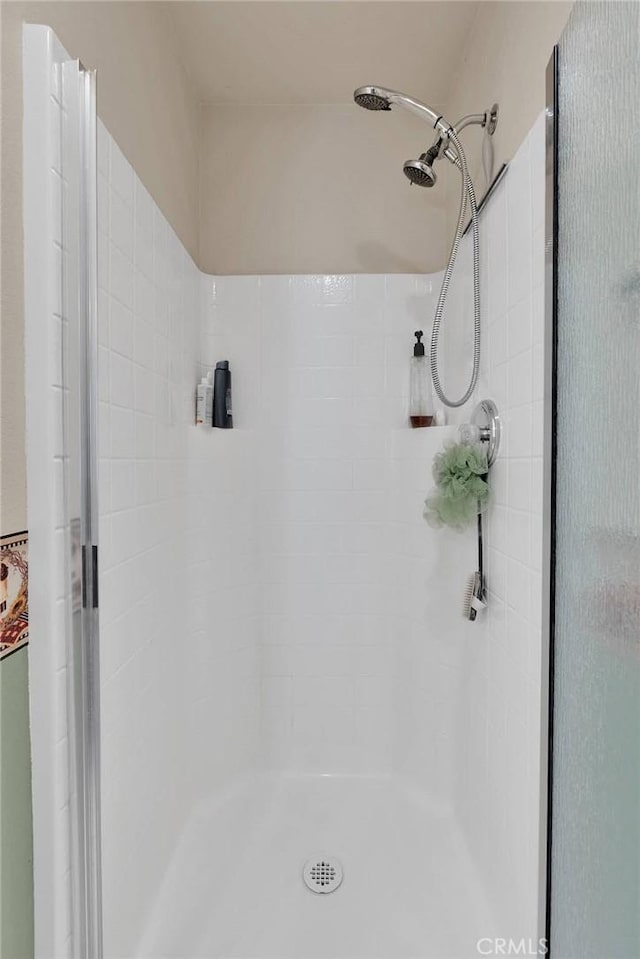 bathroom featuring a shower stall