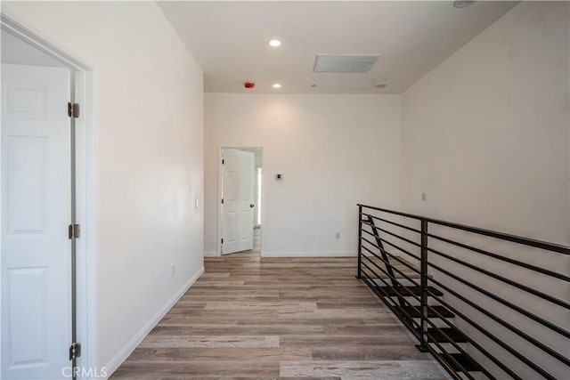 29847 Smugglers Point Dr, Canyon Lake, CA 92587 - hallway featuring an upstairs landing, light wood finished floors, and recessed lighting
