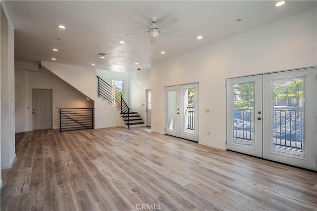 29847 Smugglers Point Dr, Canyon Lake, CA 92587 - foyer entrance featuring french doors, healthy amount of natural light, light wood finished floors, and recessed lighting