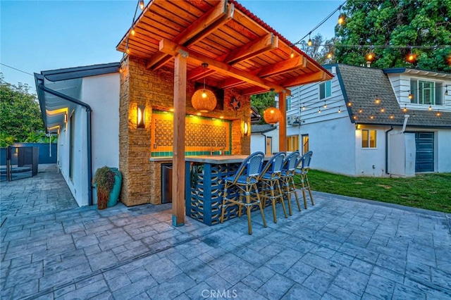 view of patio / terrace with outdoor dry bar