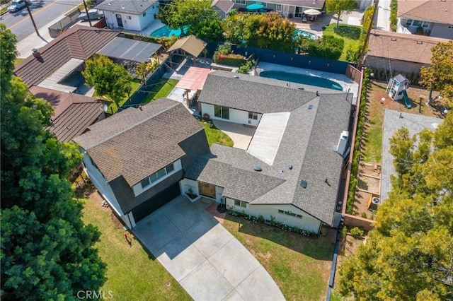 bird's eye view with a residential view