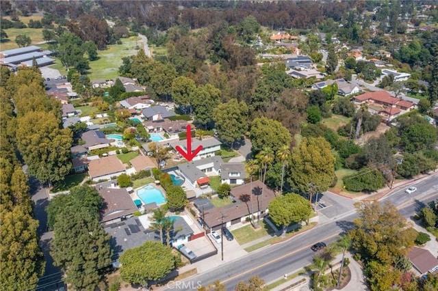 drone / aerial view featuring a residential view