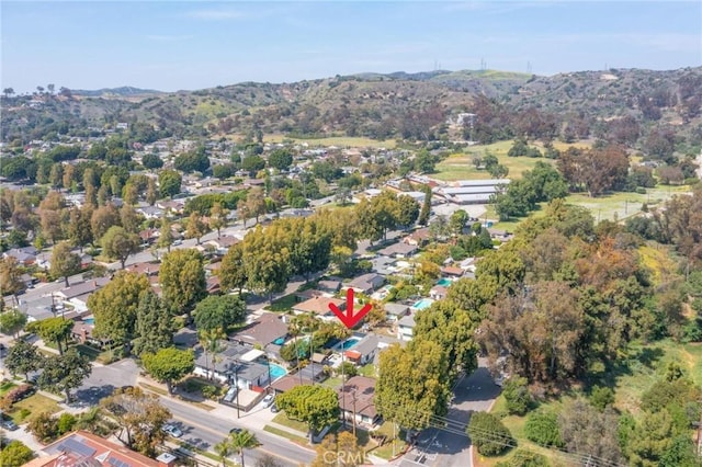 aerial view featuring a mountain view