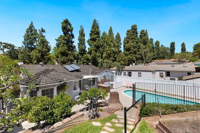 view of pool with a fenced in pool, a patio, and a fenced backyard