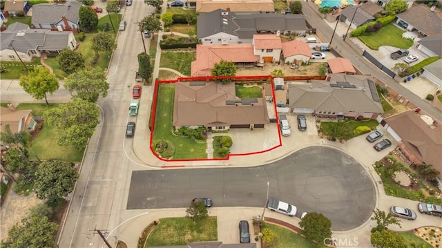 aerial view with a residential view