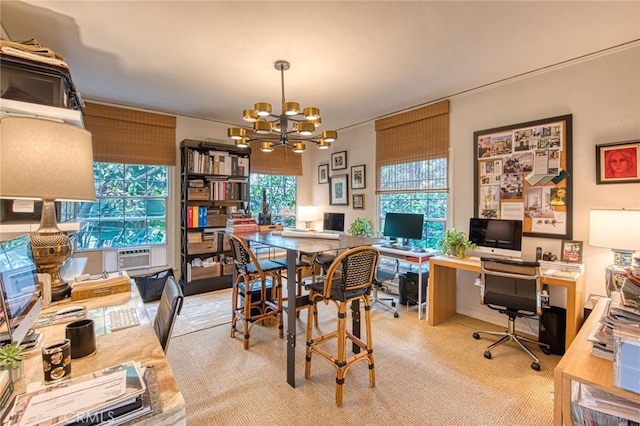 4912 Edgewood Pl, Los Angeles, CA 90019 - carpeted office space with a notable chandelier