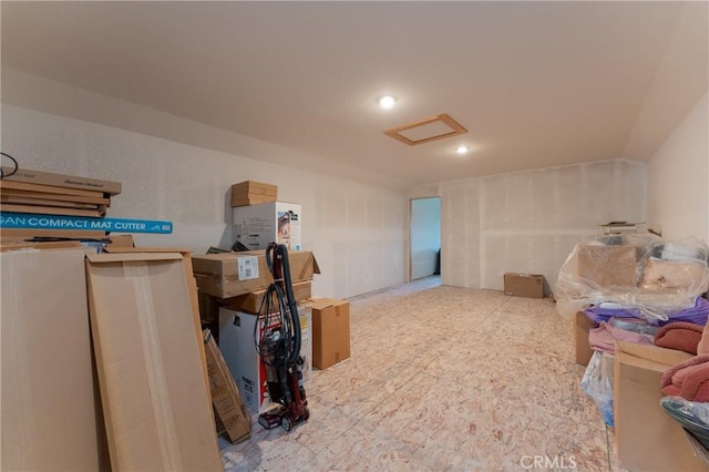 below grade area featuring recessed lighting