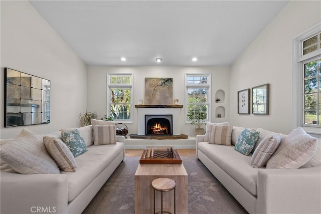 25174 Mulholland Hwy, Calabasas, CA 91302 - living area with a lit fireplace and recessed lighting