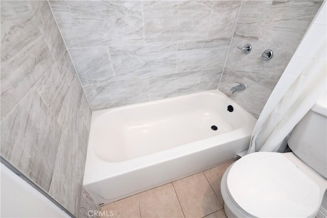 1181 W 4th St, Pomona, CA 91766 - full bath with shower / tub combo with curtain, toilet, and tile patterned floors