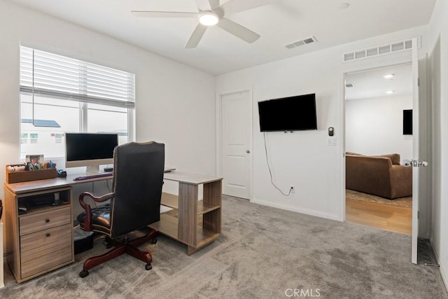 5085 Hoss Cir, Hemet, CA 92545 - carpeted office with a ceiling fan and baseboards