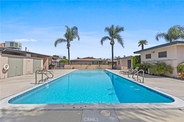 603 S Palm Ave Unit A, Hemet, CA 92543 - community pool with a patio, fence, and cooling unit