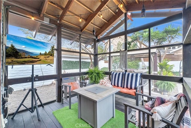 524 Walnut Ave, Long Beach, CA 90802 - sunroom featuring plenty of natural light and an outdoor living space with a fire pit