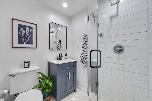 524 Walnut Ave, Long Beach, CA 90802 - full bath with toilet, vanity, recessed lighting, and a stall shower