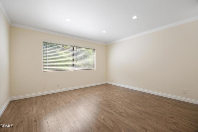 10508 Sunland Blvd Unit 4, Sunland, CA 91040 - empty room with recessed lighting, wood finished floors, baseboards, and ornamental molding