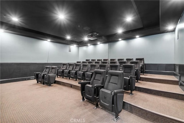 24535 Town Center Dr Unit 6309, Valencia, CA 91355 - carpeted home theater featuring recessed lighting and a wainscoted wall