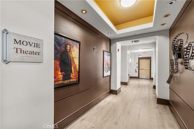 24535 Town Center Dr Unit 6309, Valencia, CA 91355 - hall featuring light wood finished floors, baseboards, recessed lighting, and a raised ceiling