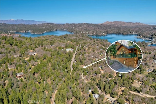 29278 Pine Dr, Cedar Glen, CA 92321 - aerial view of a heavily wooded area and a water and mountain view