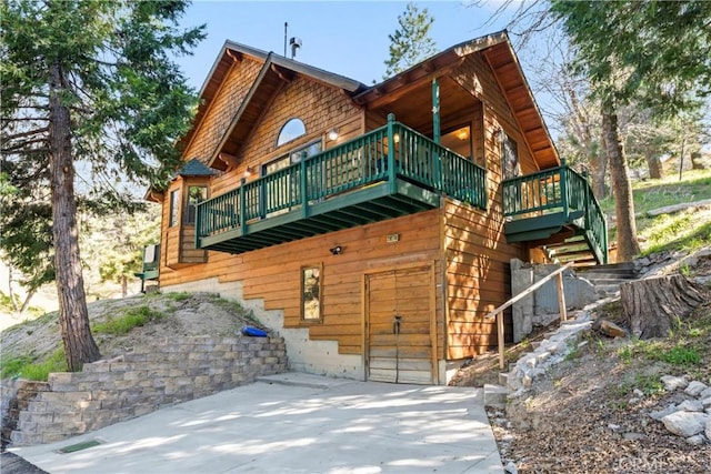 29278 Pine Dr, Cedar Glen, CA 92321 - rear view of property featuring stairs and a deck
