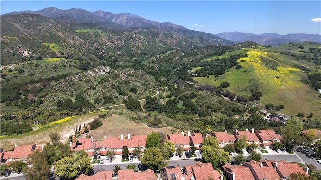 drone / aerial view with a mountain view