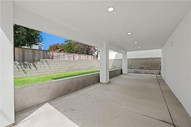 view of patio featuring a fenced backyard