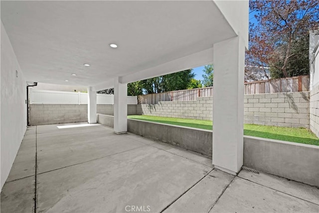 view of patio featuring a fenced backyard