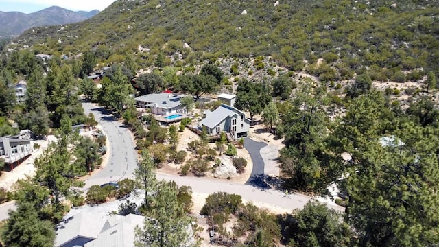 drone / aerial view featuring a mountain view