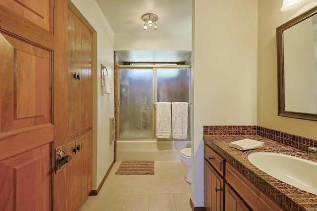8551 Foothill Blvd, Pine Valley, CA 91962 - full bath featuring tile patterned flooring, toilet, combined bath / shower with glass door, and vanity