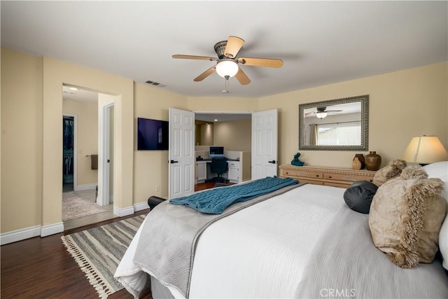 33077 Monte Dr, Temecula, CA 92592 - bedroom featuring wood finished floors, an office area, and ceiling fan
