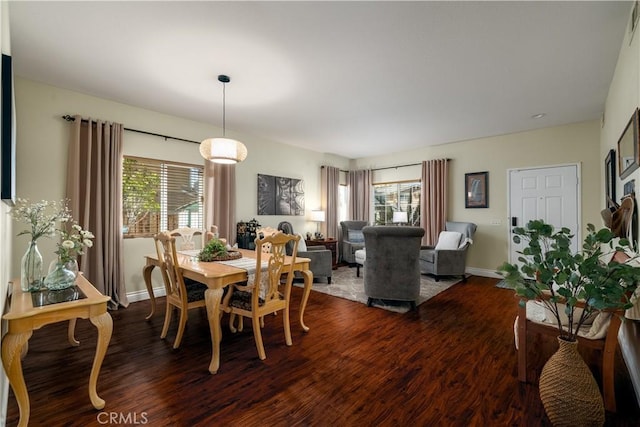 33077 Monte Dr, Temecula, CA 92592 - dining space featuring baseboards and dark wood-style floors