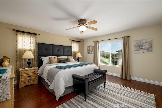 33077 Monte Dr, Temecula, CA 92592 - bedroom with baseboards, a ceiling fan, and wood finished floors