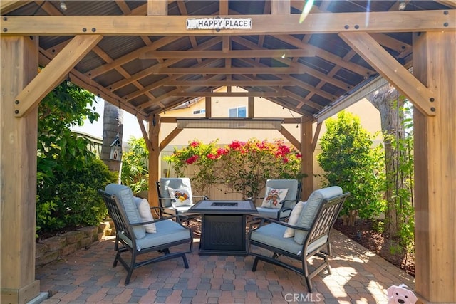 33077 Monte Dr, Temecula, CA 92592 - view of patio featuring a gazebo and a fire pit