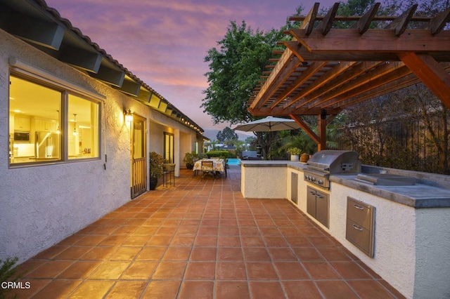 1109 Daly Rd, Ojai, CA 93023 - view of patio featuring a grill, area for grilling, and a pergola