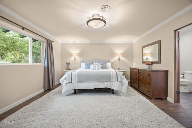 1109 Daly Rd, Ojai, CA 93023 - bedroom featuring ornamental molding, dark wood-type flooring, and baseboards