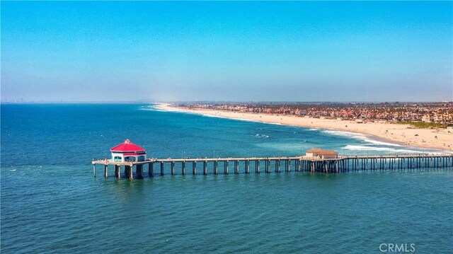 property view of water featuring a beach view