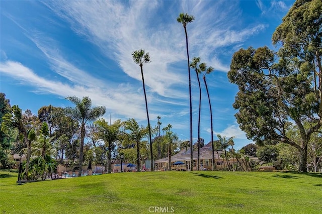 view of property's community featuring a yard