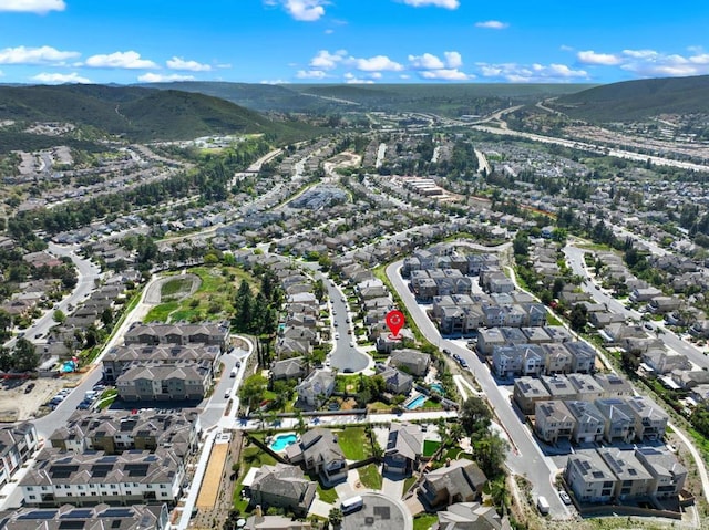 14082 Montfort Ct, San Diego, CA 92128 - aerial view of property and surrounding area featuring a mountain backdrop and nearby suburban area