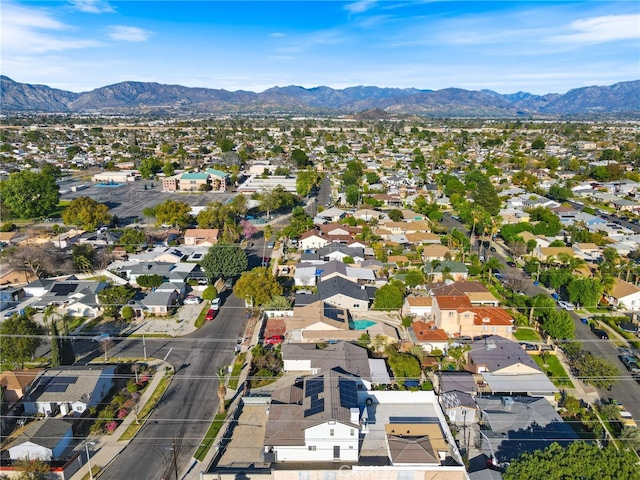 bird's eye view featuring a mountain view and a residential view