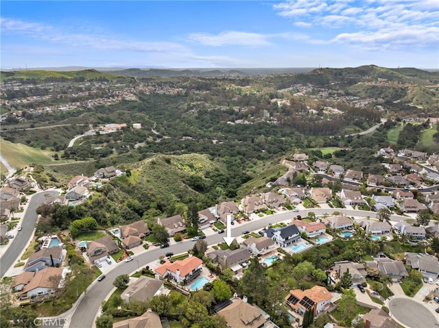 bird's eye view with a mountain view and a residential view