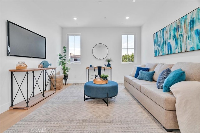 3202 Green Ln, Redondo Beach, CA 90278 - living room featuring wood finished floors, baseboards, a wealth of natural light, and recessed lighting