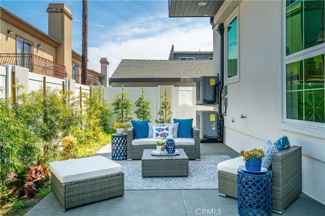 3202 Green Ln, Redondo Beach, CA 90278 - view of patio / terrace featuring outdoor lounge area, central AC unit, and fence