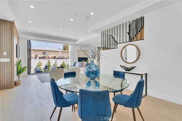 3202 Green Ln, Redondo Beach, CA 90278 - dining room featuring recessed lighting, light wood-type flooring, and baseboards