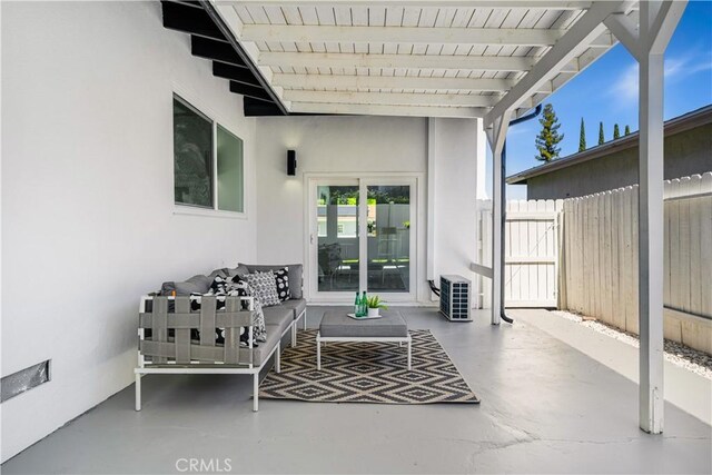 view of patio / terrace with fence and a pergola