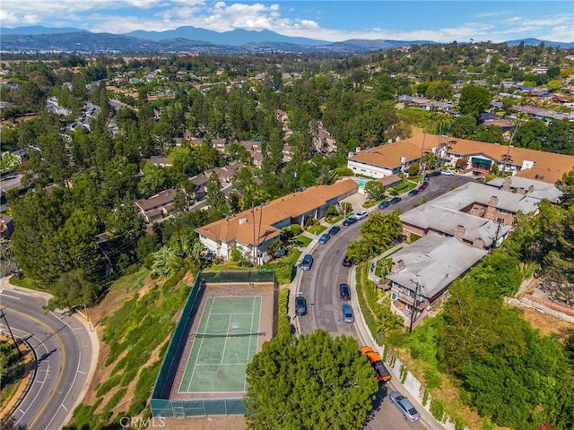 drone / aerial view with a mountain view