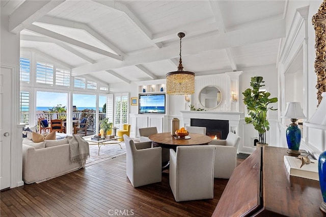 15 N Callecita, Laguna Beach, CA 92651 - dining area with dark wood-style floors and a large fireplace