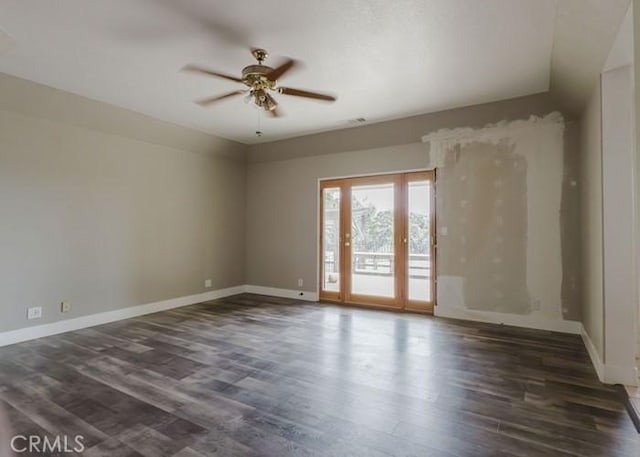 79 Indian Rock Dr, Oroville, CA 95966 - unfurnished room with baseboards, a ceiling fan, and wood finished floors