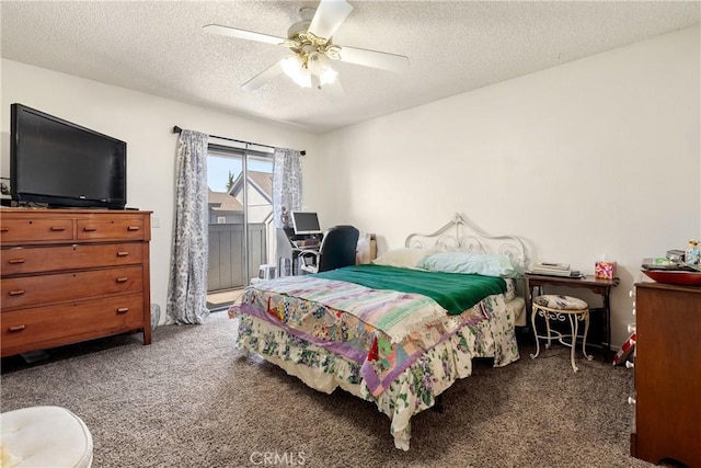 1 Quail Ridge Dr, Atascadero, CA 93422 - bedroom with carpet, a textured ceiling, access to outside, and ceiling fan