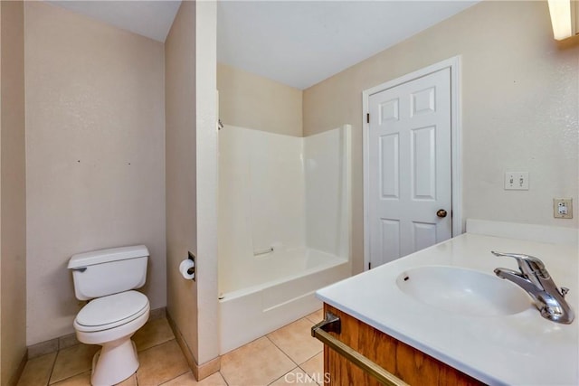 4032 Gray Stone Ct, Kelseyville, CA 95451 - bathroom with toilet, shower / bathing tub combination, baseboards, tile patterned flooring, and vanity