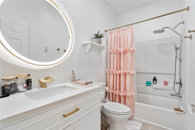 12362 Cottonwood Pl, Santa Fe Springs, CA 90670 - full bathroom featuring toilet, shower / bathtub combination with curtain, and vanity