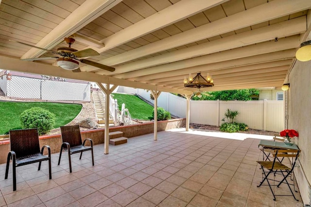 28320 Via Bandita, Menifee, CA 92585 - view of patio / terrace with a fenced backyard and a ceiling fan